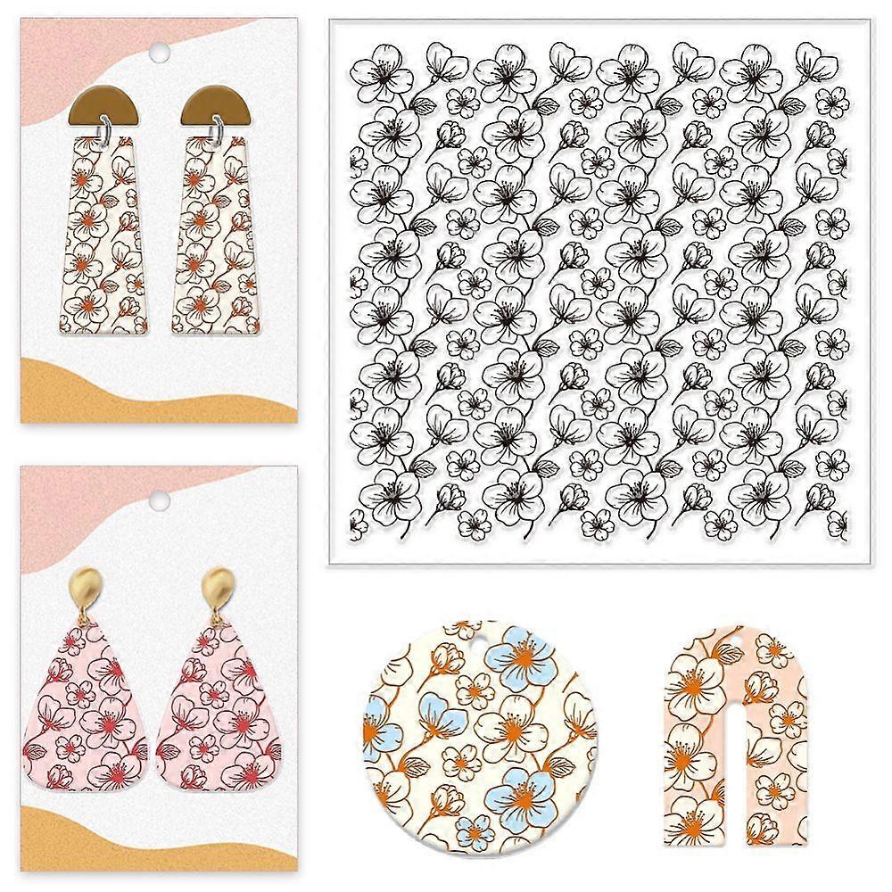 Silicone Clay Texture Mat Clay Modeling Pattern Pad March Cherry Blossom 140x140x3mm