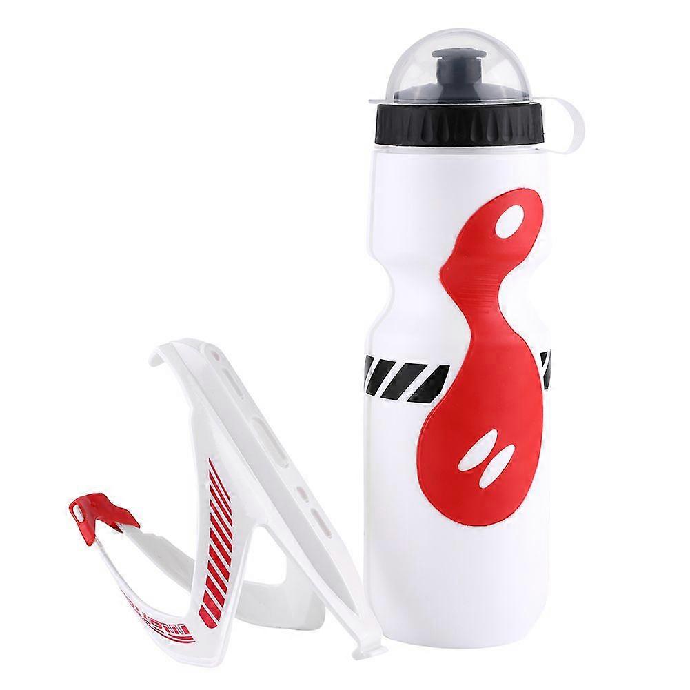 650ml Wasserflasche mit Fahrradhalter Käfighalterung für Radtouren Mountainbikes (Weiß + Rot)