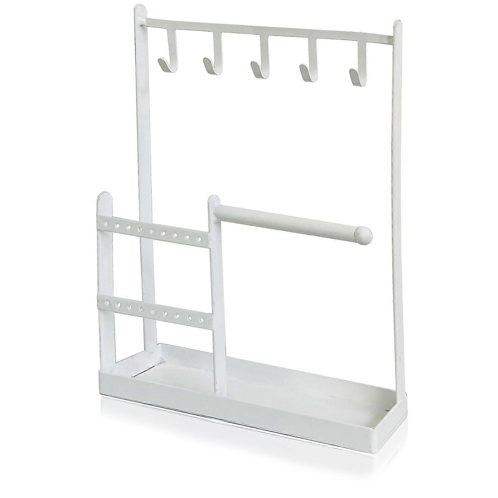 Jewelry Stand Necklace Holder for Organizing Accessories - Wood Design, Multi-Level Space-Saving, 12 Hooks, Elegant Style