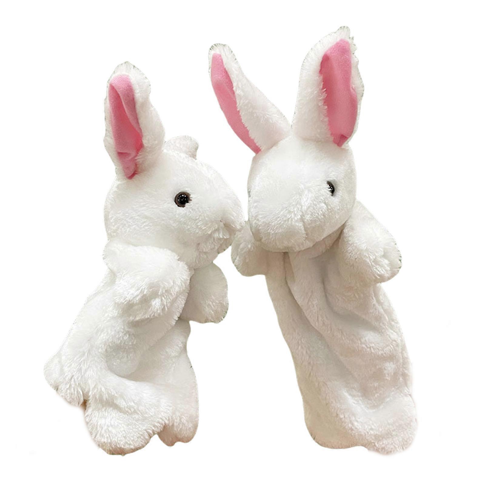 Bunnies Hand Puppet Plush Hand Puppet Toy Roleplay Toy for Storytelling Imaginative Pretend Play Teaching Preschool White
