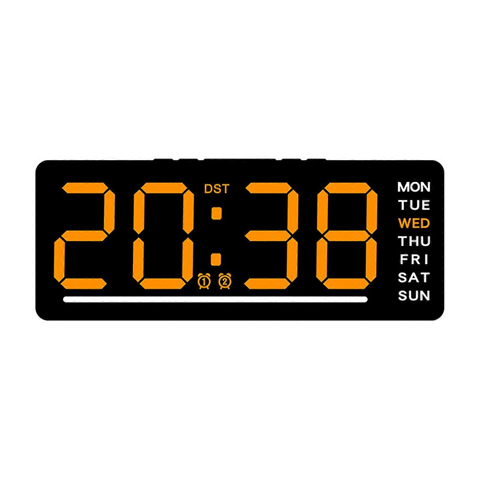 Adjustable Brightness LED Clock With Snooze Temperature Date Display Multifunctional For Precise Time Management  orange color