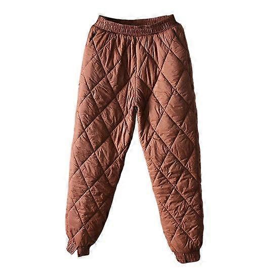 Women Winter Pants High Elastic Waist Thick Padded Solid Color Loose Soft Ankle-banded Casual Pockets Lightweight Lady Down Trousers