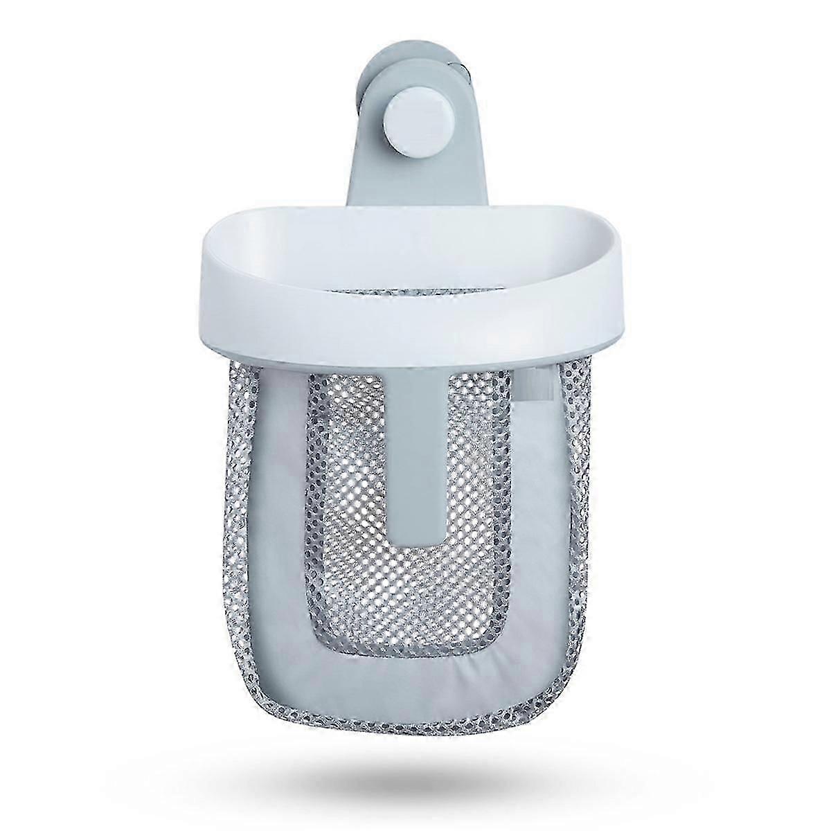 Hanging Bath Toy Storage with Quick Drying Mesh, White & Gray