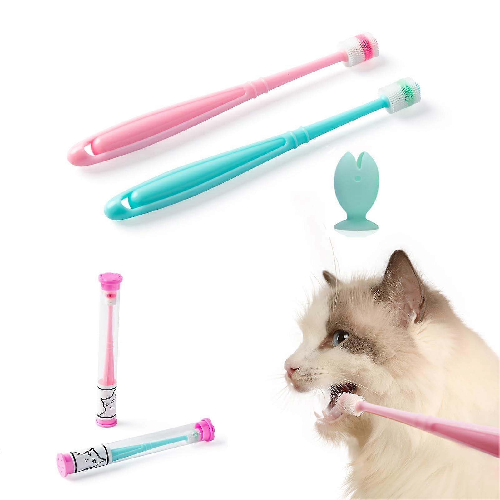 Three-Piece Soft Silicone Pet Toothbrush Set for Small to Medium Dogs and Cats, Gentle Cleaning, Ergonomic Design