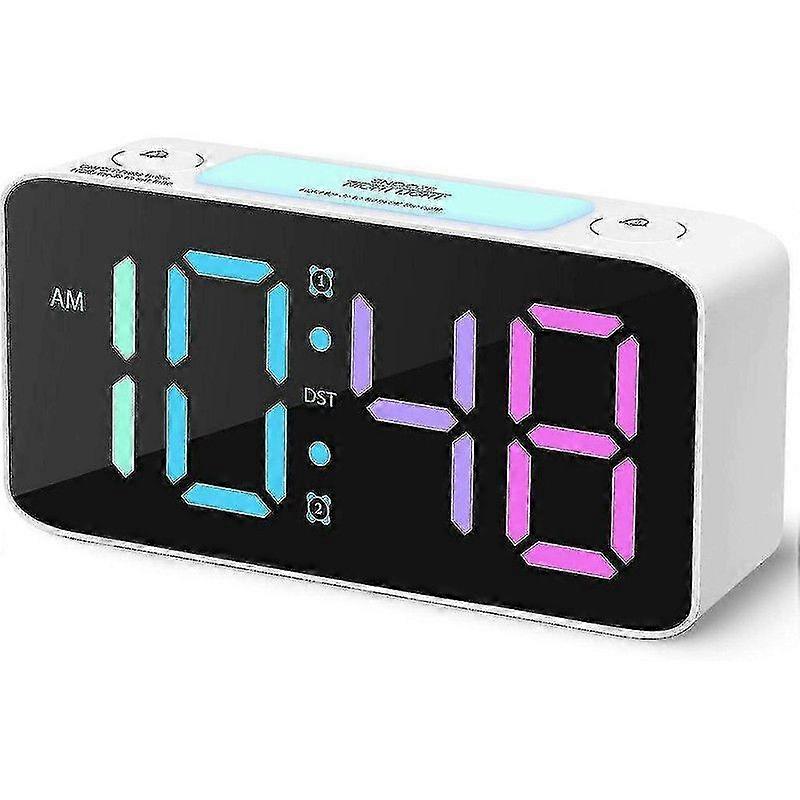 Super Loud Alarm Clock For Heavy Sleepers Adults,digital Clock With 7 Color Nightlight,adjustable Volume,dimmer,usb Charger,small Clocks For Bedrooms