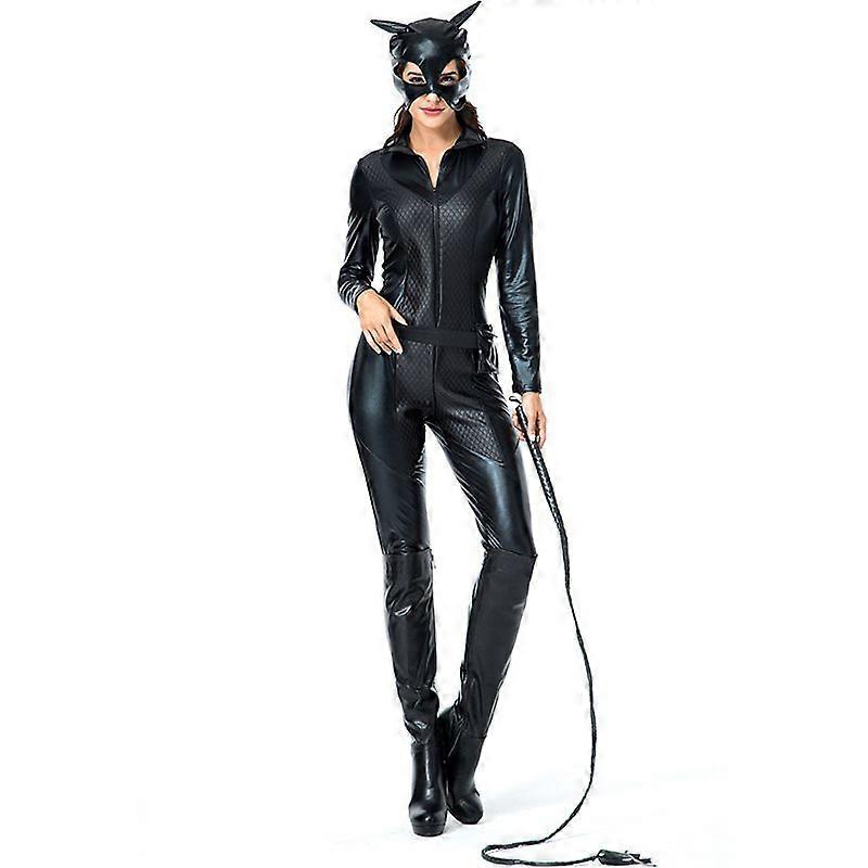 レザーハロウィンコスチューム猫ガールロールプレイコスプレ猫コスチュームナイトショーパフォーマンス