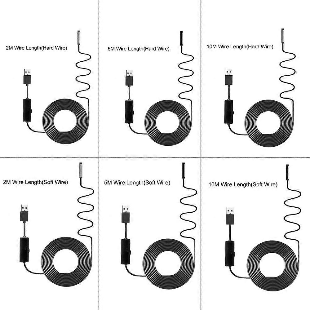 Industrial Endoscope Borescope Inspection Camera Built-in 8pcs LEDs 8mm Lens IP67 Waterproof USB Endoscope(5m Hard Wire)