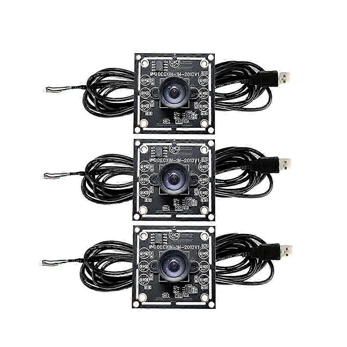 3PCS 100 Degree Camera Module 1MP OV9732 1280x720 USB Free Driver Manual Focus, with 2 Meter Cable