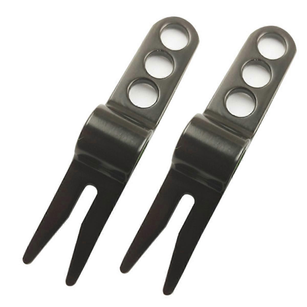 شوكة الجولف الجولف Divot الملعب مصلح أداة الشوكات لوضع صيانة العشب الأخضر / تنظيف الأخدود / مارك الكرة السوداء