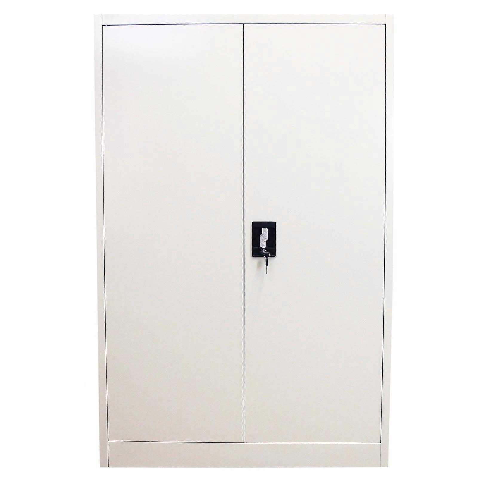 Metal Office 2 Doors Filing Cabinet Flatpack Document File Compartments Lockable Storage Cupboard