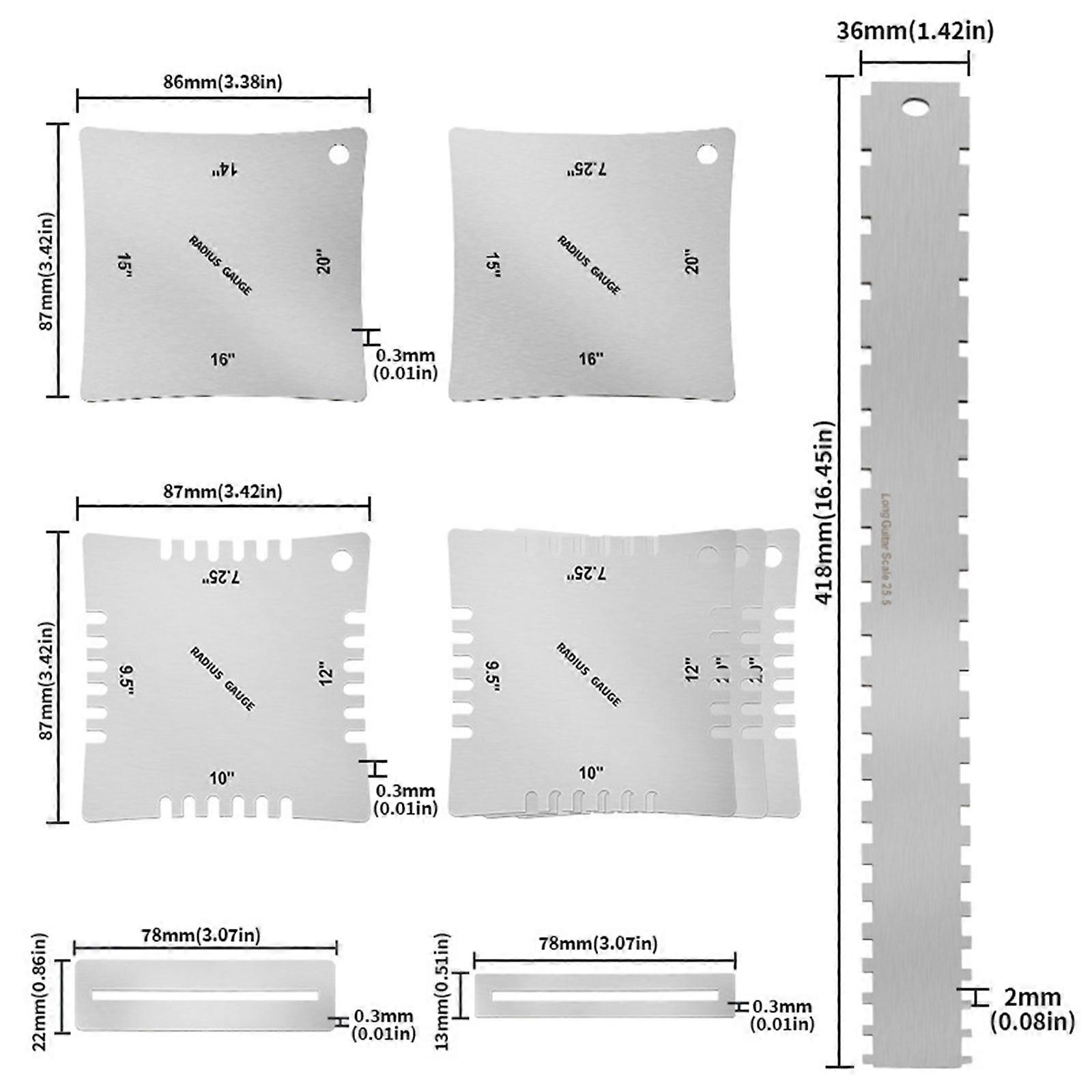 String Height Gauge Guitar Notched Radius Gauges Polishing Gasket Guitar Neck Notched Straight Edge Ruler Measuring Tool
