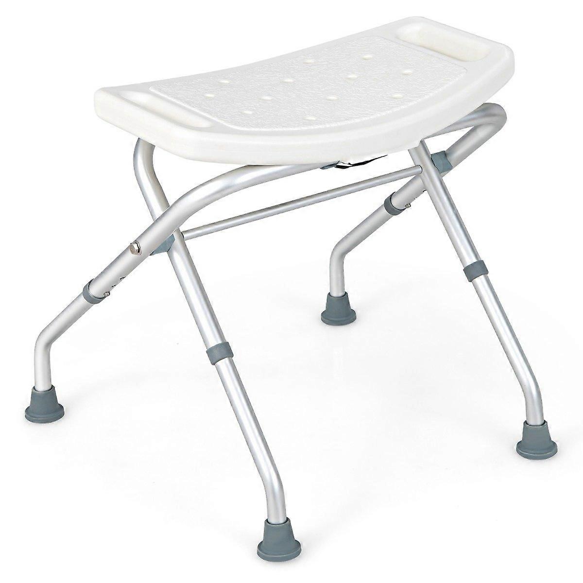 Height-adjustable shower stool with non-slip rubber feet, 150 kg load capacity, shower bench, white