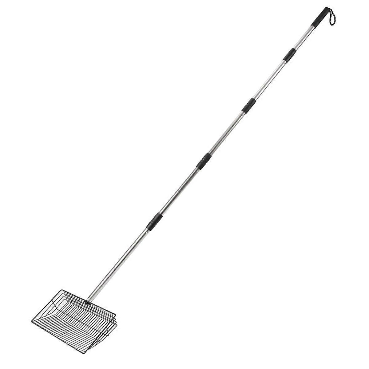 Pá grande para coleta de cocô de frango de 10 polegadas, pá para coleta de areia de galinheiro de 24 a 68 polegadas de comprimento com cabo de aço inoxidável, pá peneiradora