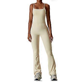 Long Sleeve Sports Crop Top and Trousers for Women with Built In Bra Yoga Gym Shirt Square Neck Breathable Sports Swear  Vest set oatmeal apr XL