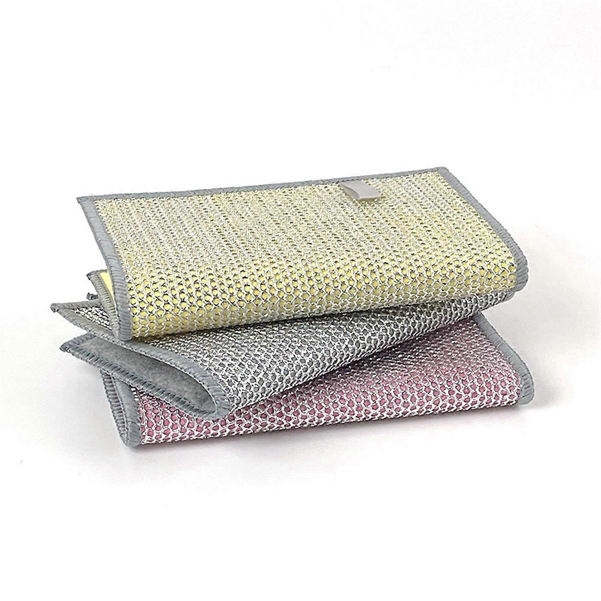 5Pcs Multipurpose Dishwashing Rags Reusable Scrubbing Pads,Pink