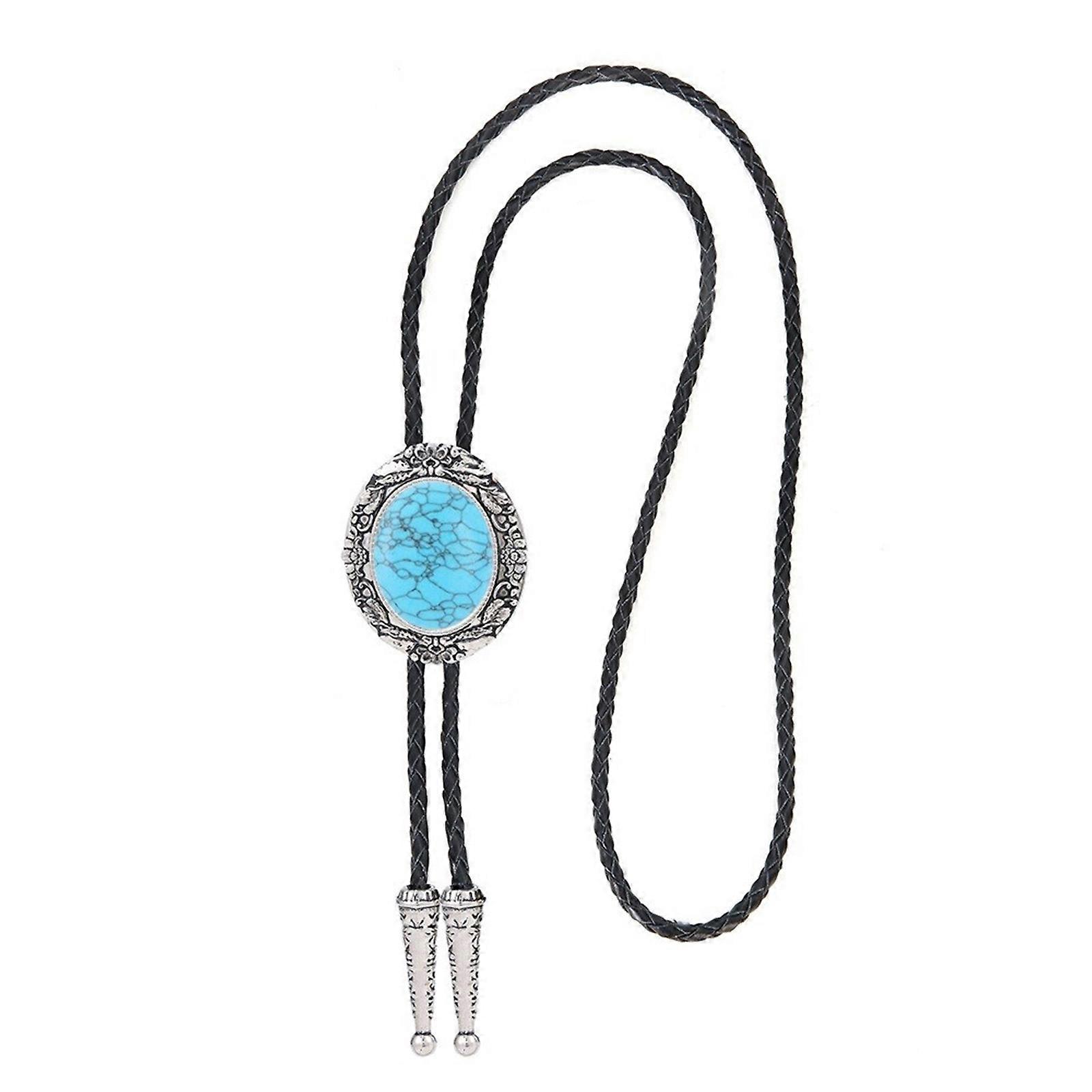 Hommes personnalité cou cravate Original Styles Western Bolo cravates en cuir pendentif cravate pour cow-boy mode accessoire bleu