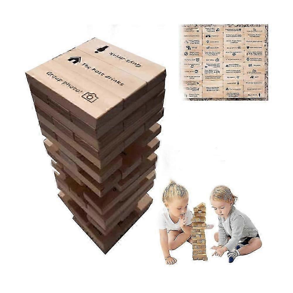 48 Pieces Questions Tumbling Tower Game, Tower Stacking Blocks Drinking Game