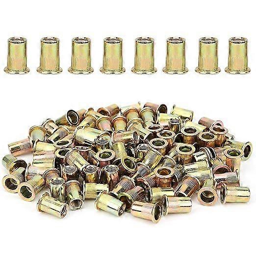 200Pcs M8 Threaded Rivet Nut Kit Steel Colored Zinc Plating Nut Hammer Head Fastener Accessory