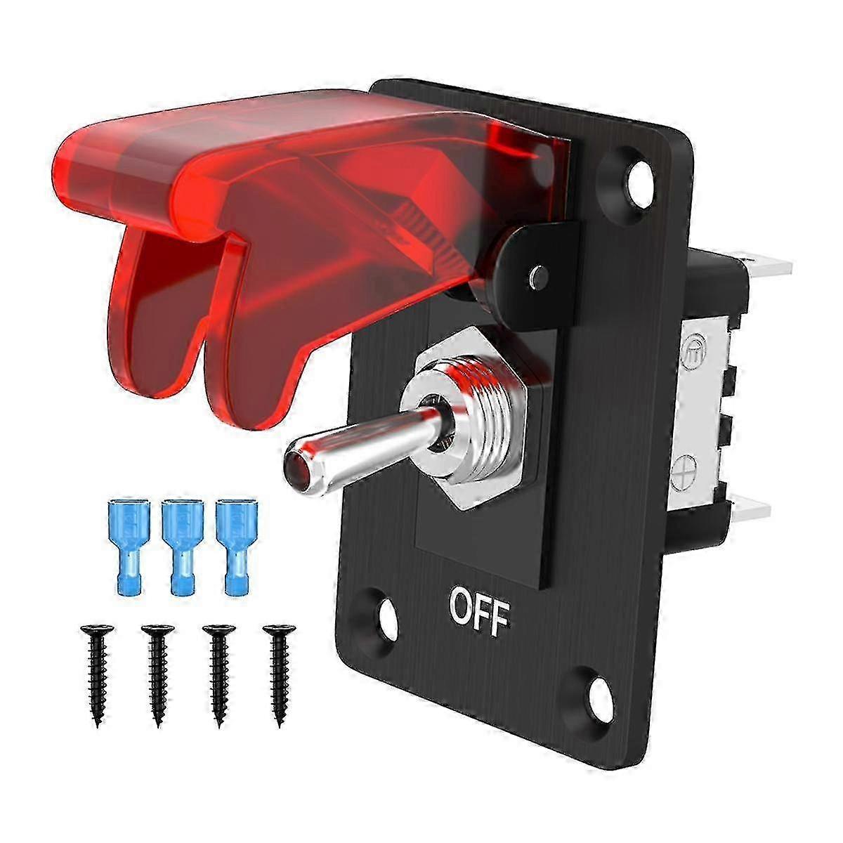 12V DC 20A 3-Pin Lighted Toggle Switch SPST ON/OFF LED Illuminated with Mounting Panel