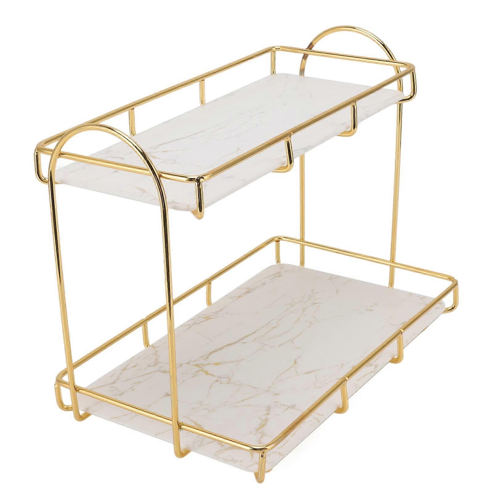 2 Tier Cosmetic Storage Organizer for Bathroom Counter - Clear Acrylic Makeup Holder, Compact Design, Modern Style