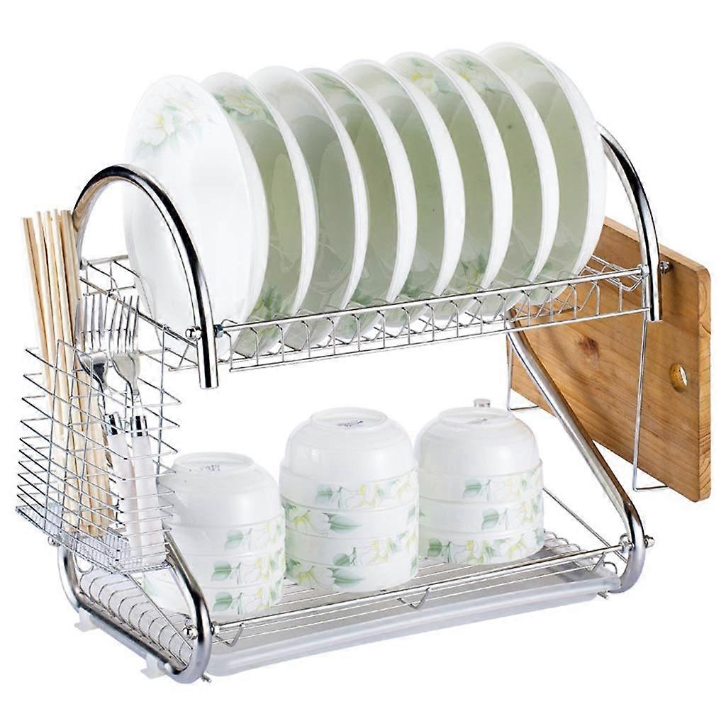 Drainage Rack Cutlery Drying Rack Double-Layer Dish Rack Multi-Function Storage Rack Kitchen Supplies Adjustable Size