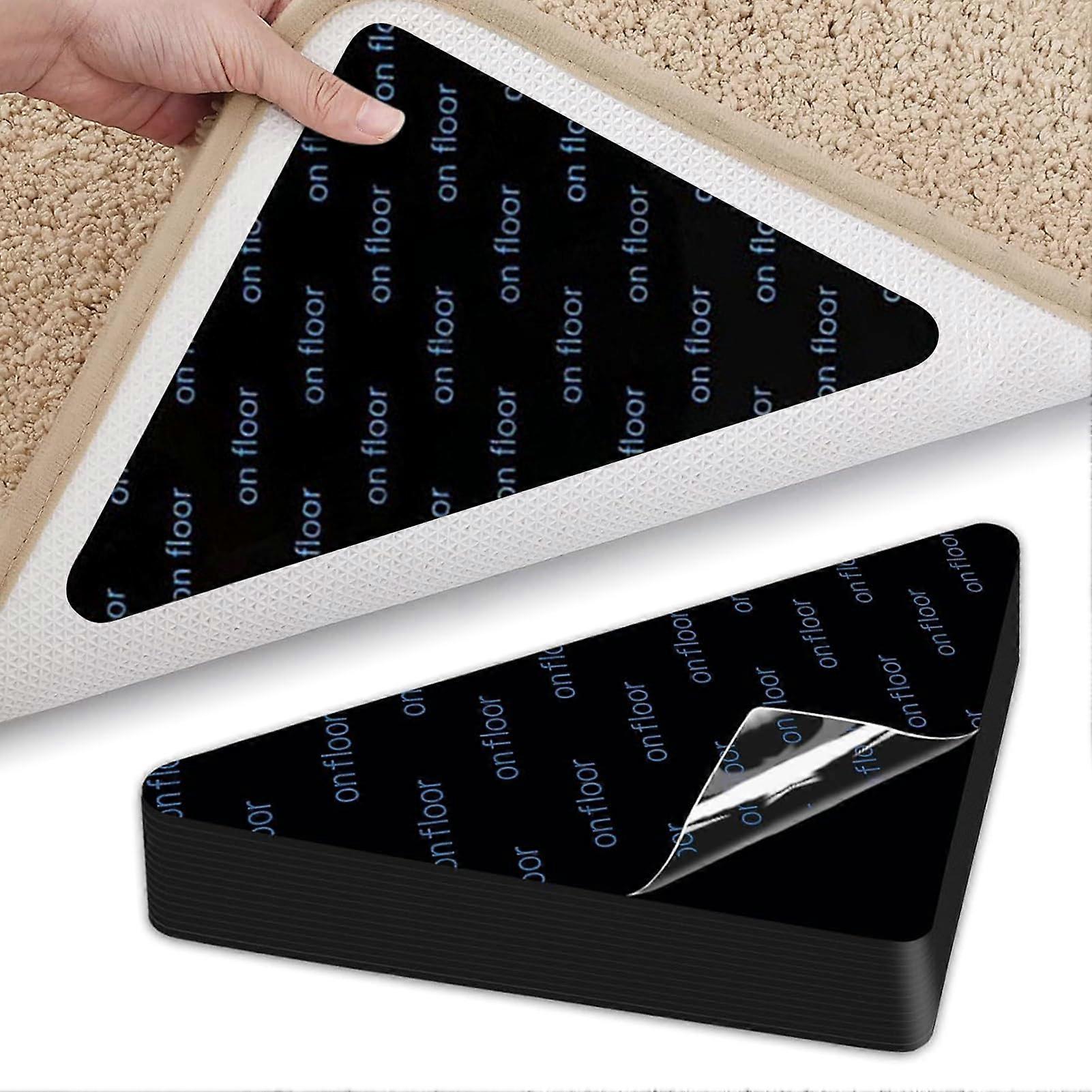 12 Carpet Holders for Hard Wooden Floors and Tiles, Non-Slip Area Rug Grippers, Reusable Carpet Mats