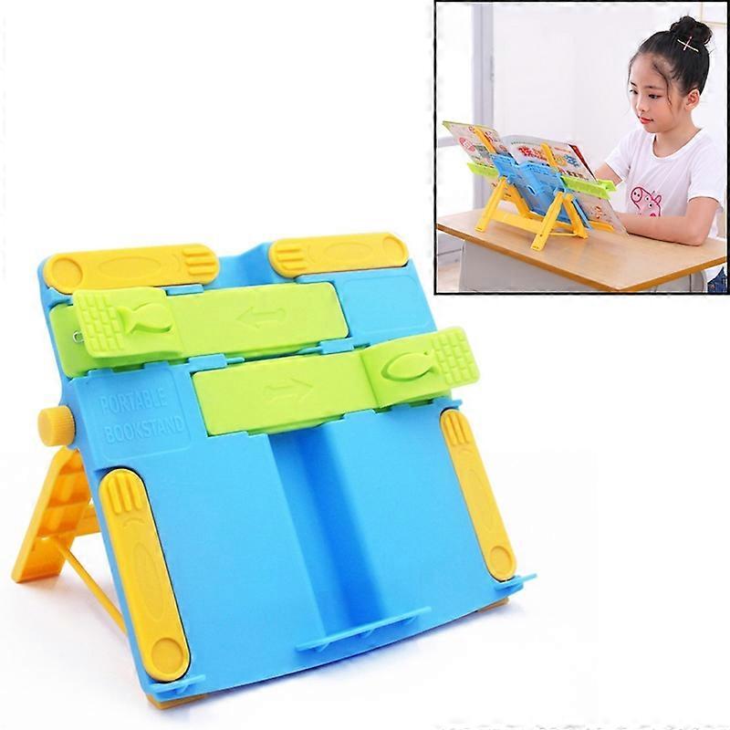 Creative Folding Bookshelf Upgraded Portable Folding Student Book Stand Book Holder(Blue)