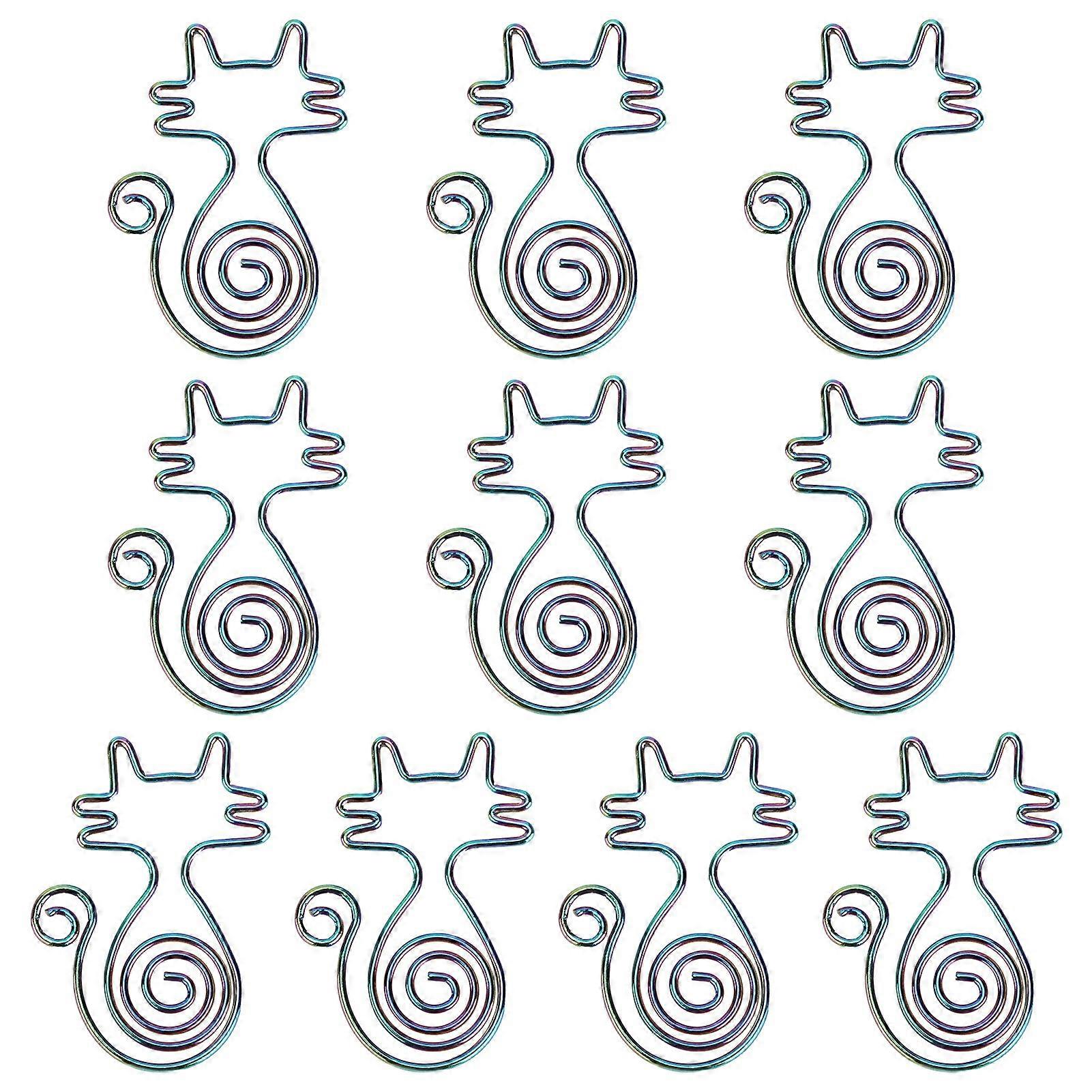 10PCS Paper Clip Animal Colorful Cat‑Shape Creative Portable for Office Home File Notebook