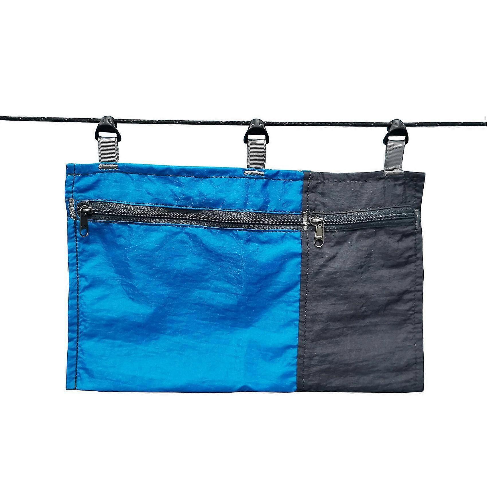 Sundries Holder Storage Bag Hammock Organizer Hanging Pouch Outdoor Mesh Multipurpose Climbing Portable Foldable Blue