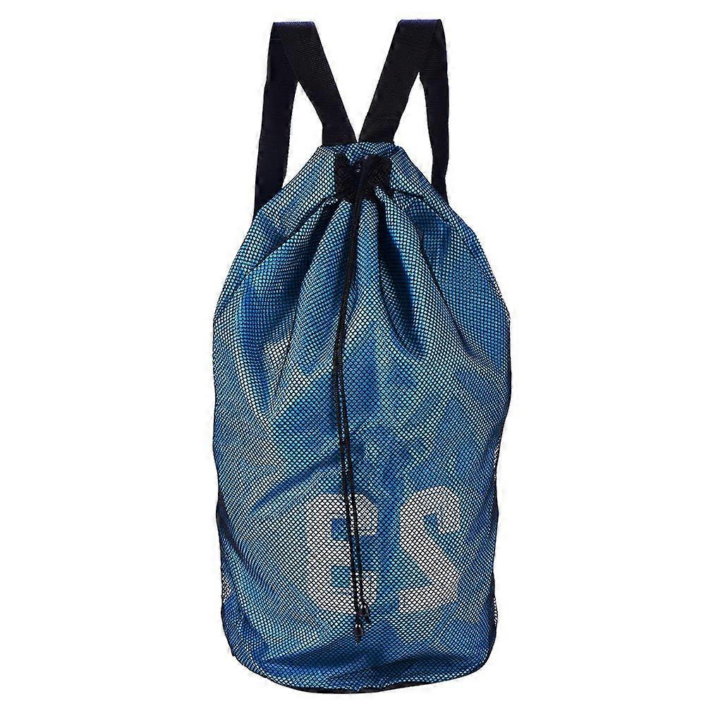 Sports Training Drawstring Backpack Exercising Mesh Storage Bag for Basketball Football Soccer(Blue)