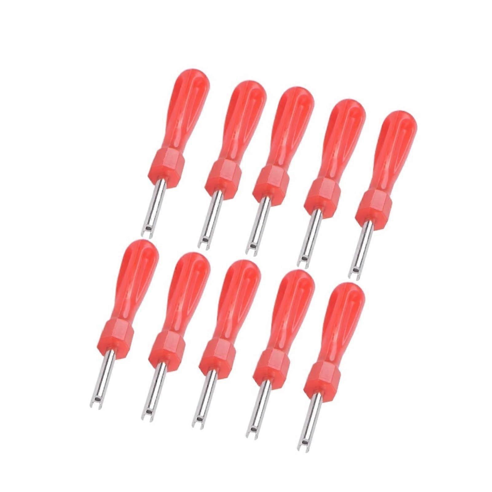 Valve Core Remover Tool Set 10pcs Slotted Handle Tire Schrader Valve Core Installation Repair Compatible with Bicycles and Cars