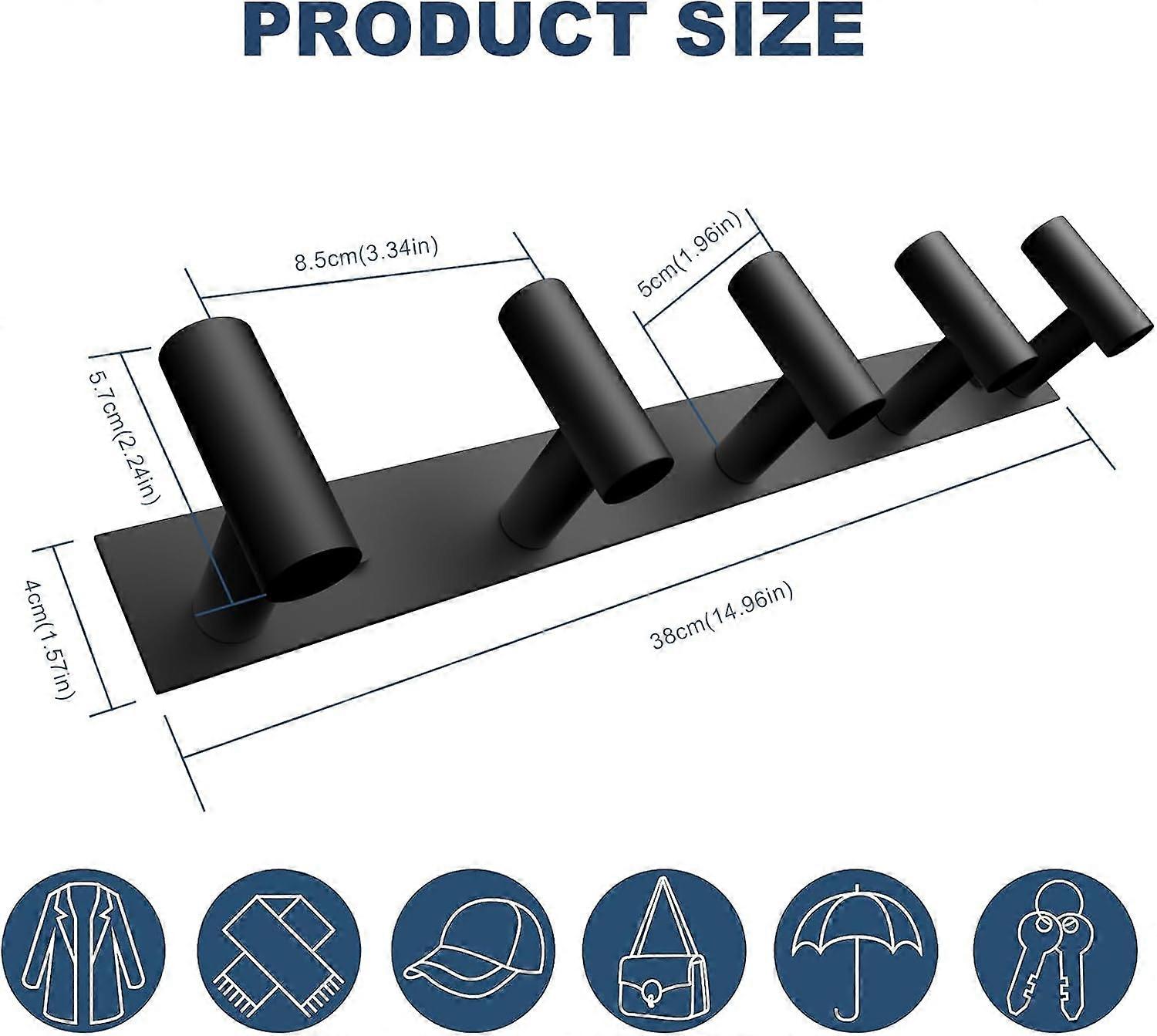Wall Mount Rack for Bathroom and Entryway, Black Metal Storage Shelf, Modern Design, Space-Saving Organizer