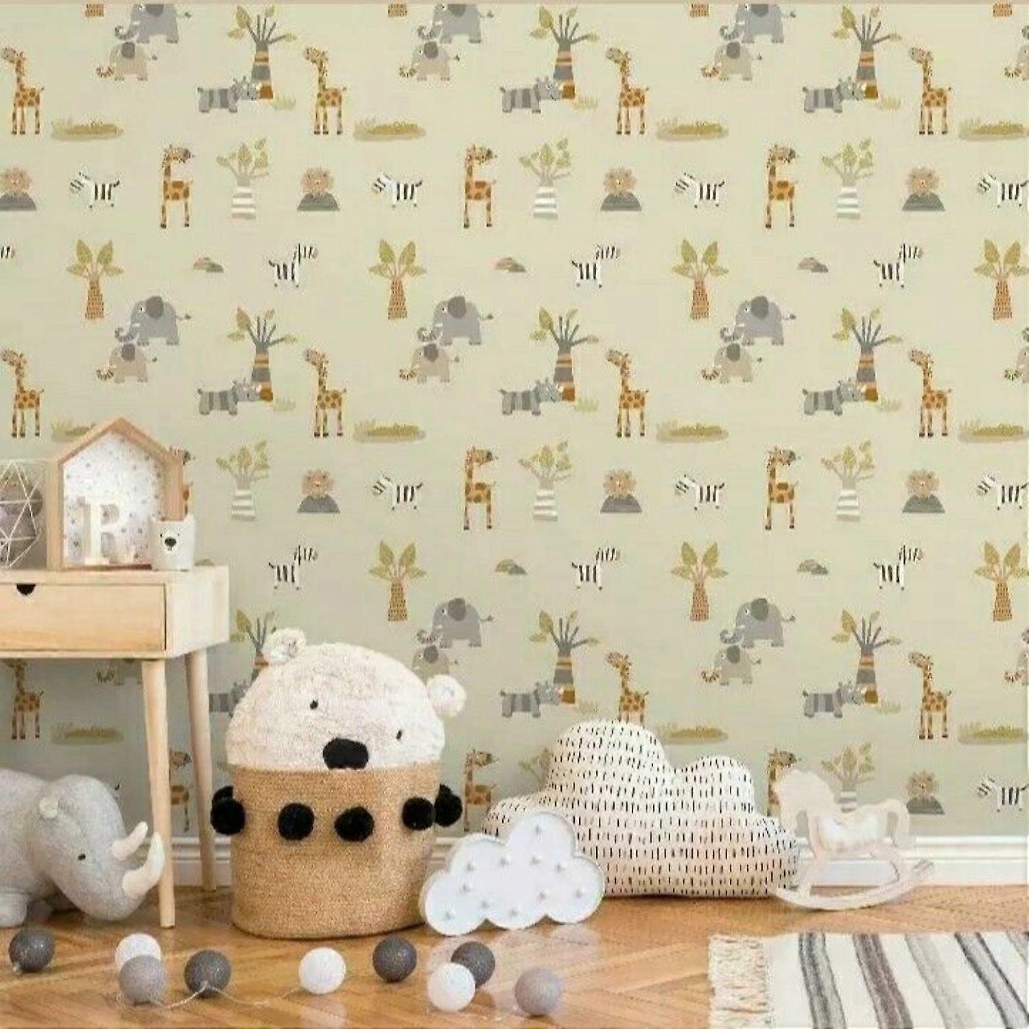 Animals Beige Wallpaper