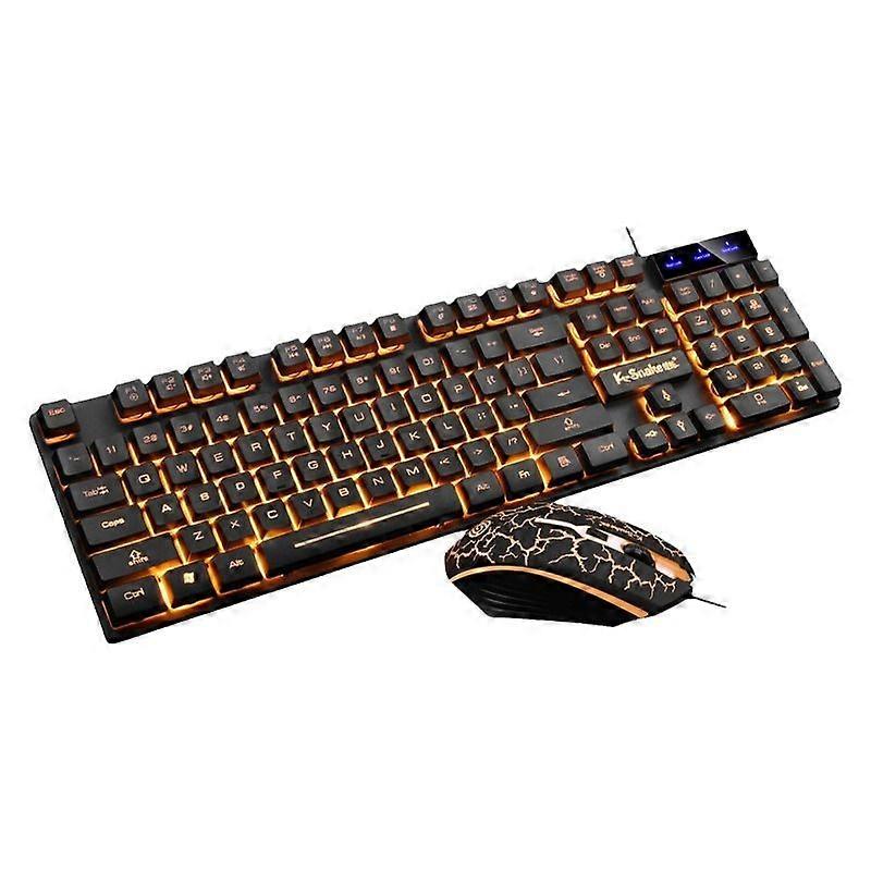 KM320 orange luminous keyboard and mouse set for Internet cafe LOL games U+U font translucent keyboard and mouse