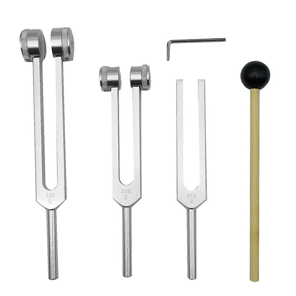 4 Pack Tuning Fork Set(128Hz, 256Hz, 512Hz) Without Base,Silver