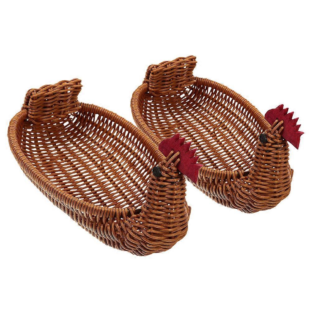 Faux Rattan Woven Storage Baskets with Animal Design – Versatile Home Kitchen Living Room Organizer for Eggs Fruit Snacks Decorative Pantry Storage
