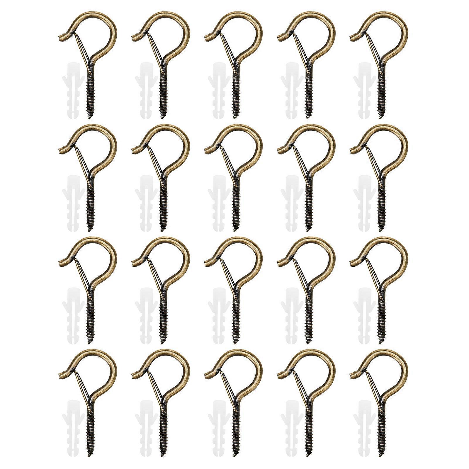 Self-Tapping Screws Hook Versatile Ceiling Cups Hooks Picture Frame Lamp Light Curtain Eyebolt Screw in Hangers Bronze
