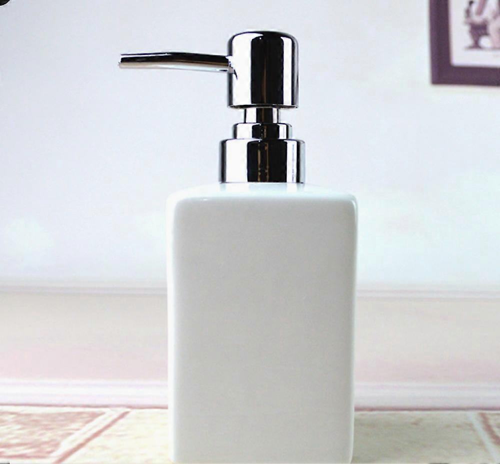 Ceramic Soap Dispenser with Rust Proof Pump,320ml Refill Hand Liquid Soap Pump Dispenser for Bathroom Kitchen(White)