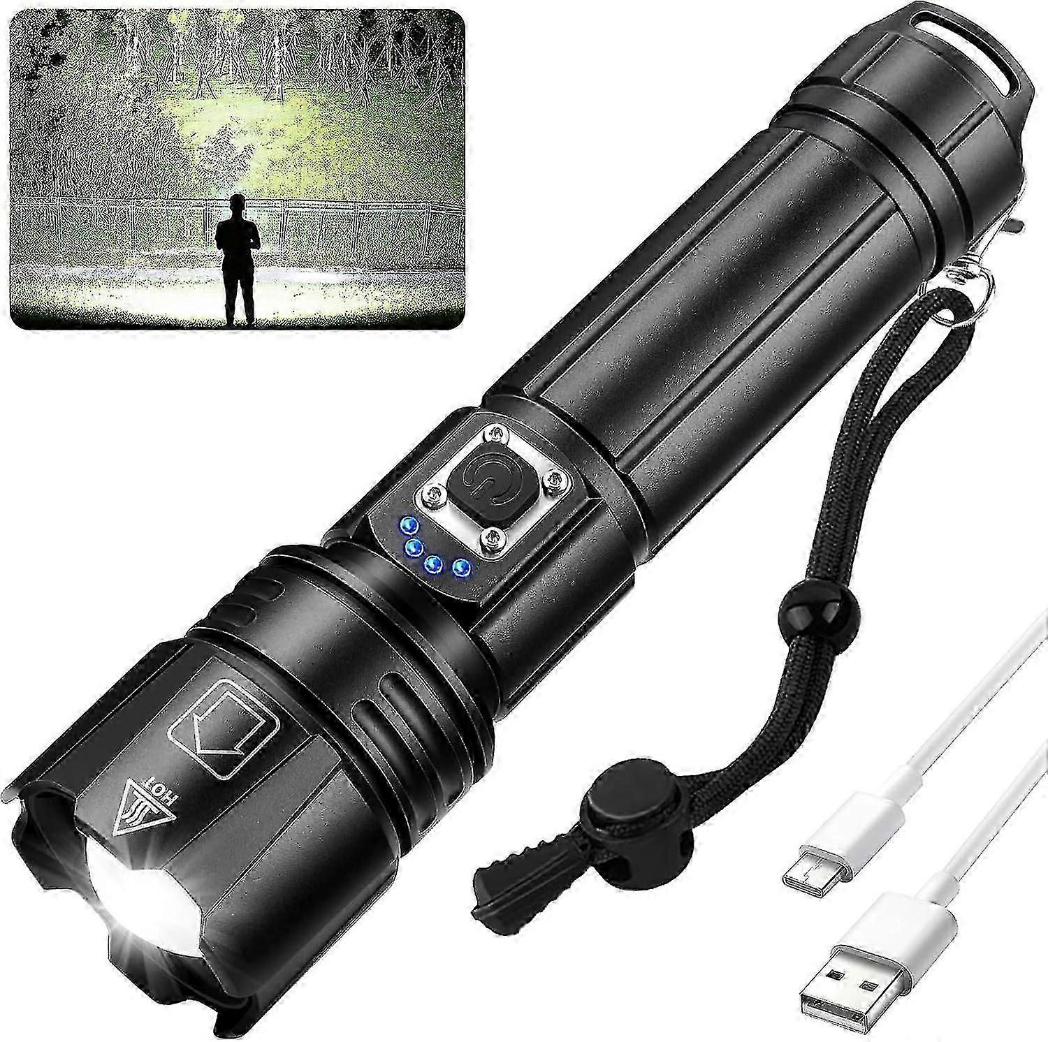 Rechargeable Flashlights High Lumens, 900,000 Lumen Brightest Led Flashlight With 5 Modes 12h Long Runtime, Powerful Waterproof Handheld Flash Light