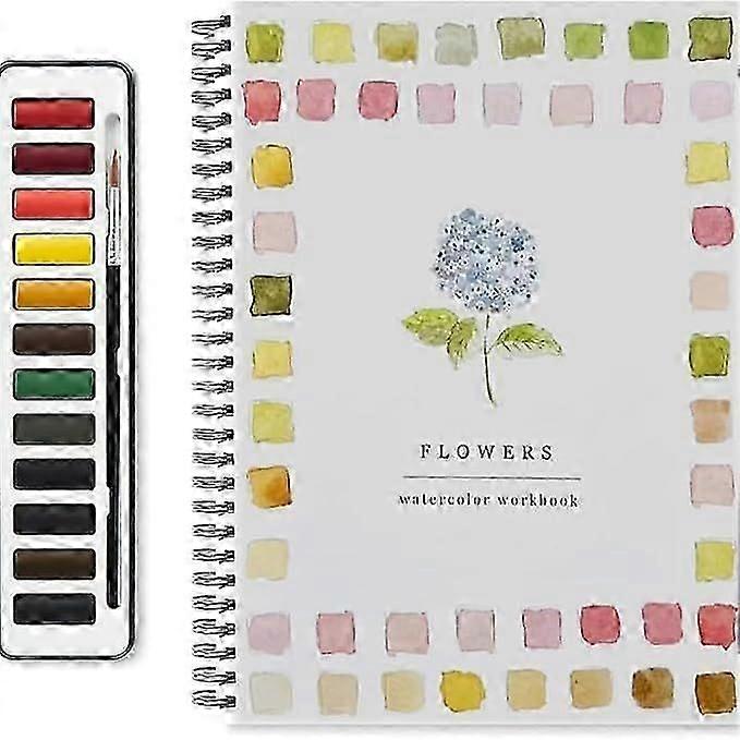 Watercolor Workbook for Beginners, 12-Color Set with Brush, Bird Painting Guide