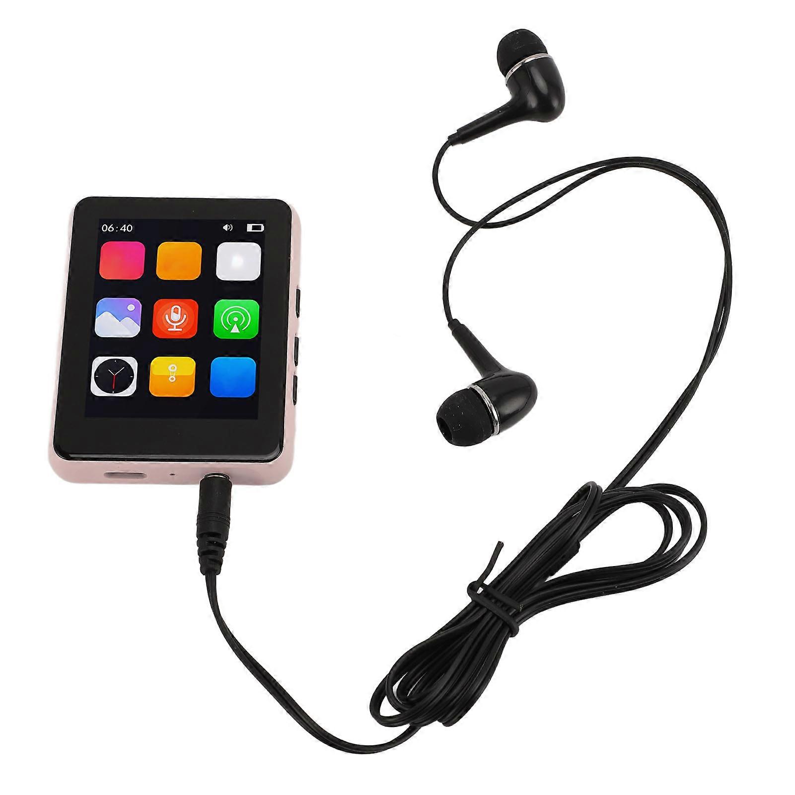 MP3 Player 128GB 2.4 Inch Touch Screen HiFi Sound Quality Bluetooth Portable Music Player with Speaker Pink 