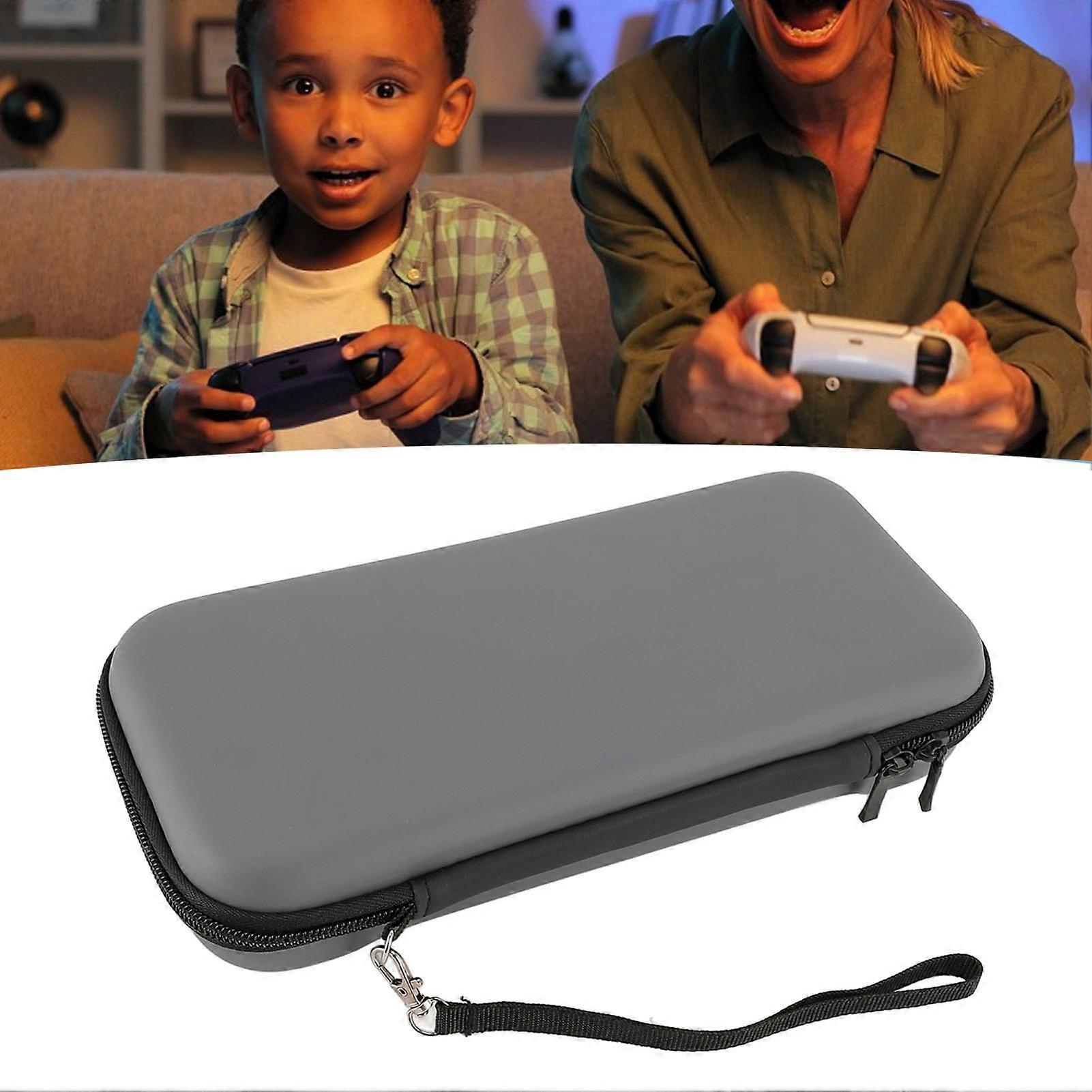 Portable Hard Game Case Large Capacity Storage Game Console Protective Carrying Case Pouch with Game Card Slot and Wrist Strap Gray 