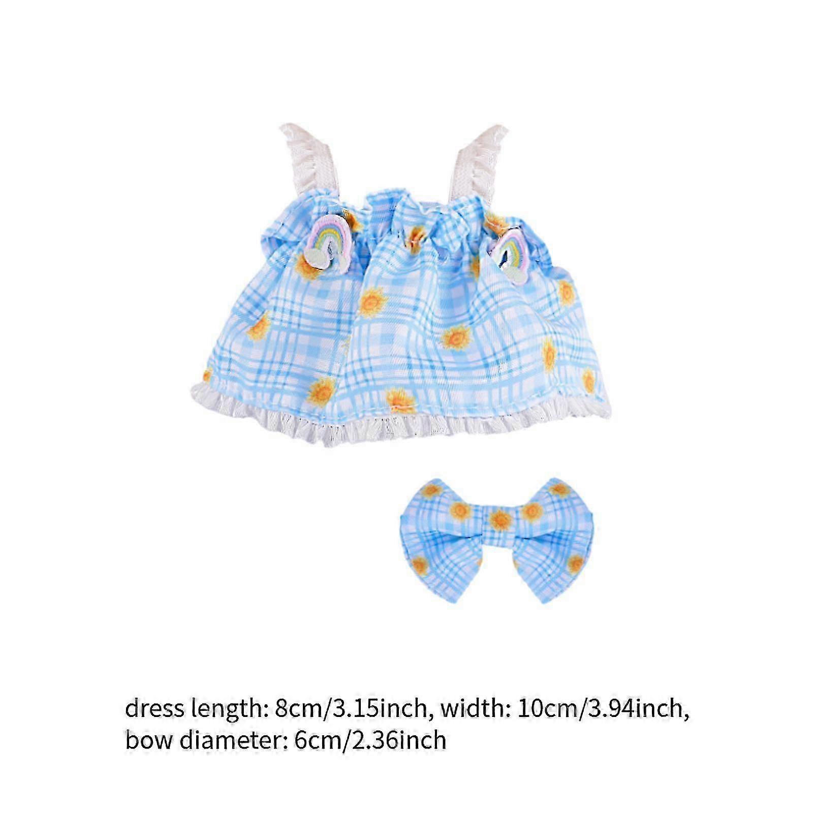 Light Blue Plush Figure Overall Skirt Pretend Play Costumes Suitable for 6.69'' Dolls and Similar Dolls