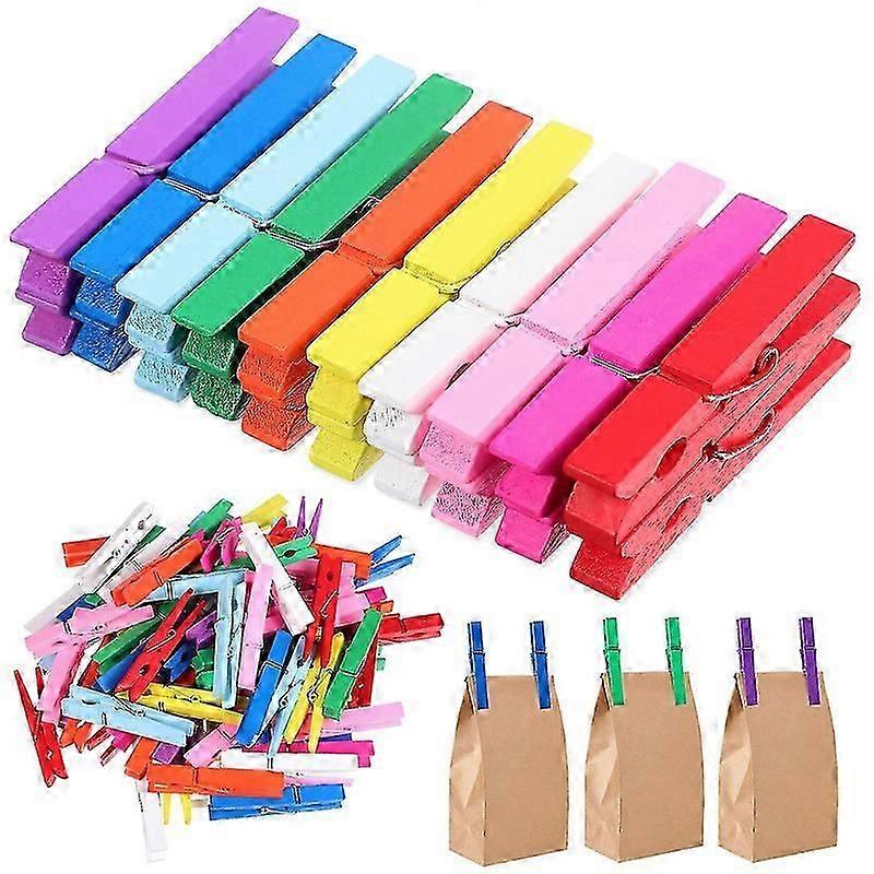 100 Pcs Colored Clothespins Ideal for Crafts Hanging
