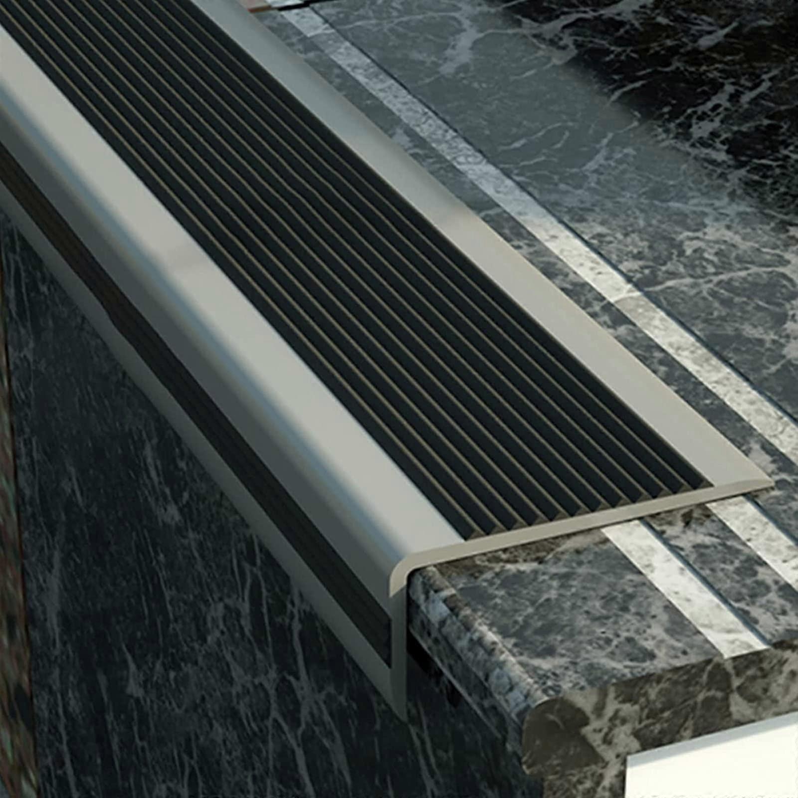 L-Shaped Stair Edge Protector, Waterproof Non-Slip Rubber Strip, Indoor Outdoor Stair Trim, Suitable for Steps, Color: Sch
