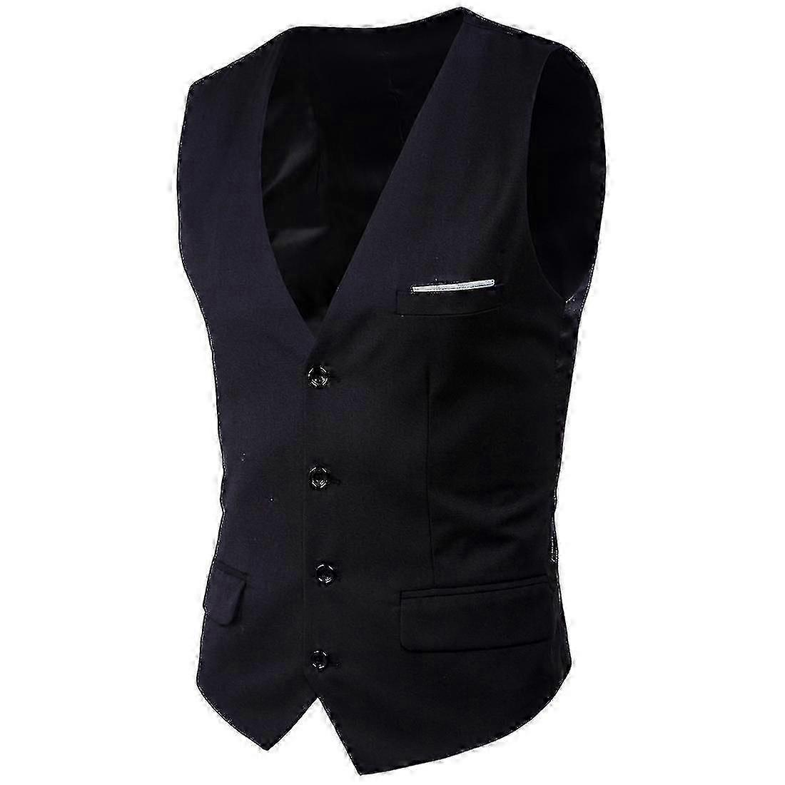 Plus Size Herren Business Anzug Weste - Einreihig Einfarbig