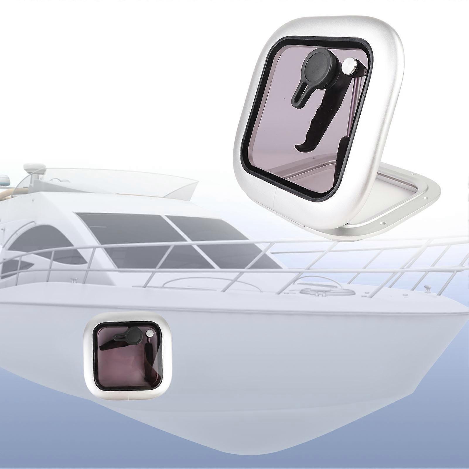 Boat Hatch Window 211 X 211mm Grey Square Push Out Porthole Skylights With Stainless Steel Support Rod for Yachets RV
