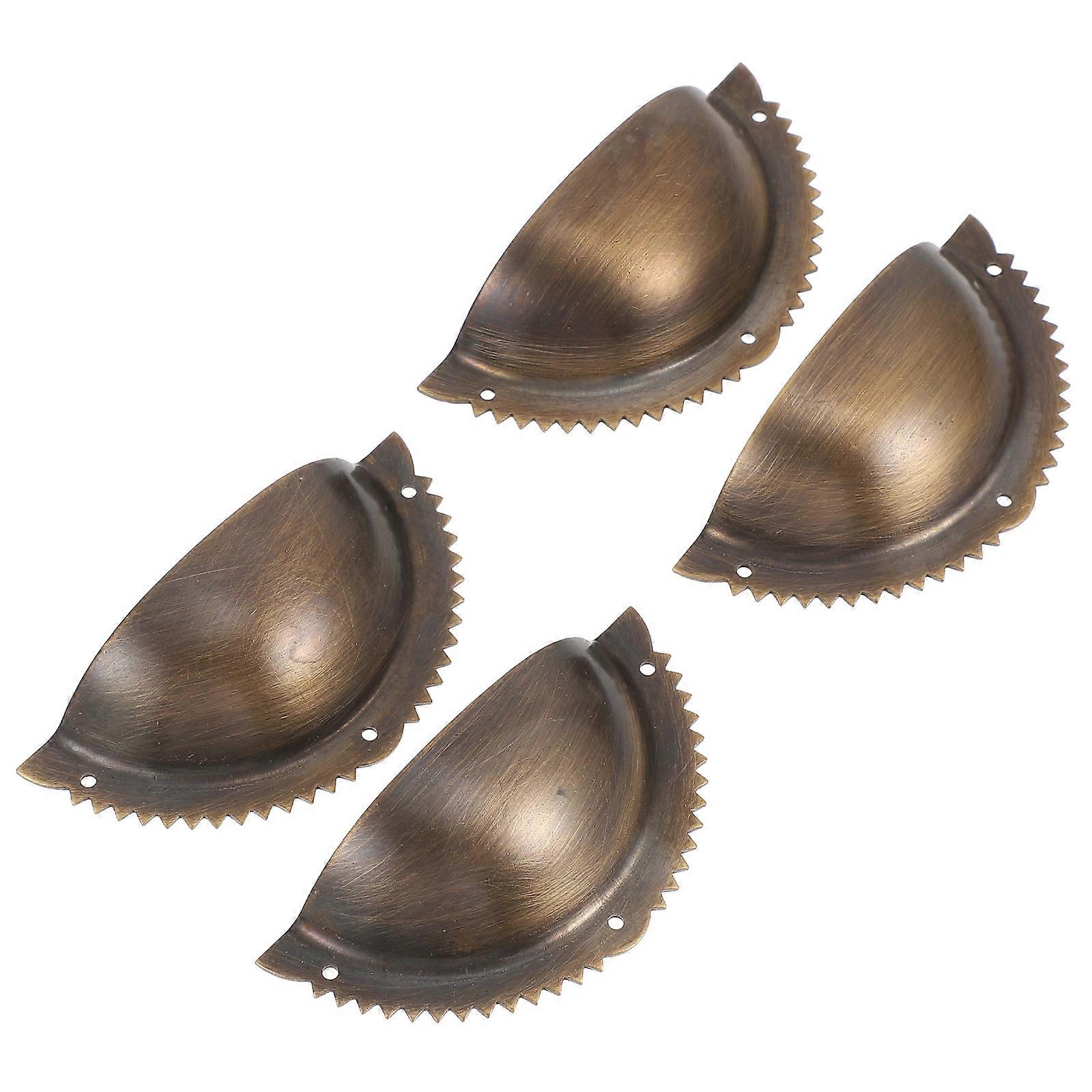 Kitchen Cabinet Door Knobs Shell Designed Knobs Practical Drawer Knobs Decorative Cabinet Handle Dark Brown 7X4CM 4Pcs