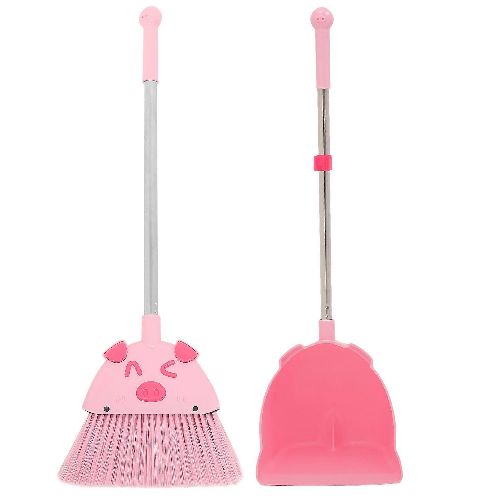 Kid Broom Set Mini Broom Large Area Sweeping Pink Pet Friendly Families With Pets 1Set