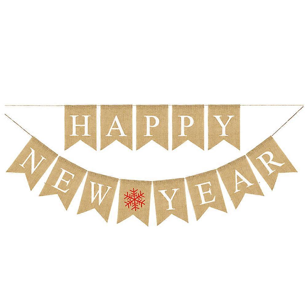 Nye Party Banners Burlap Banner Decorative Item Outdoor Decoration Linen Material Swallowtail Style 18 x 13 x 2cm 1Set